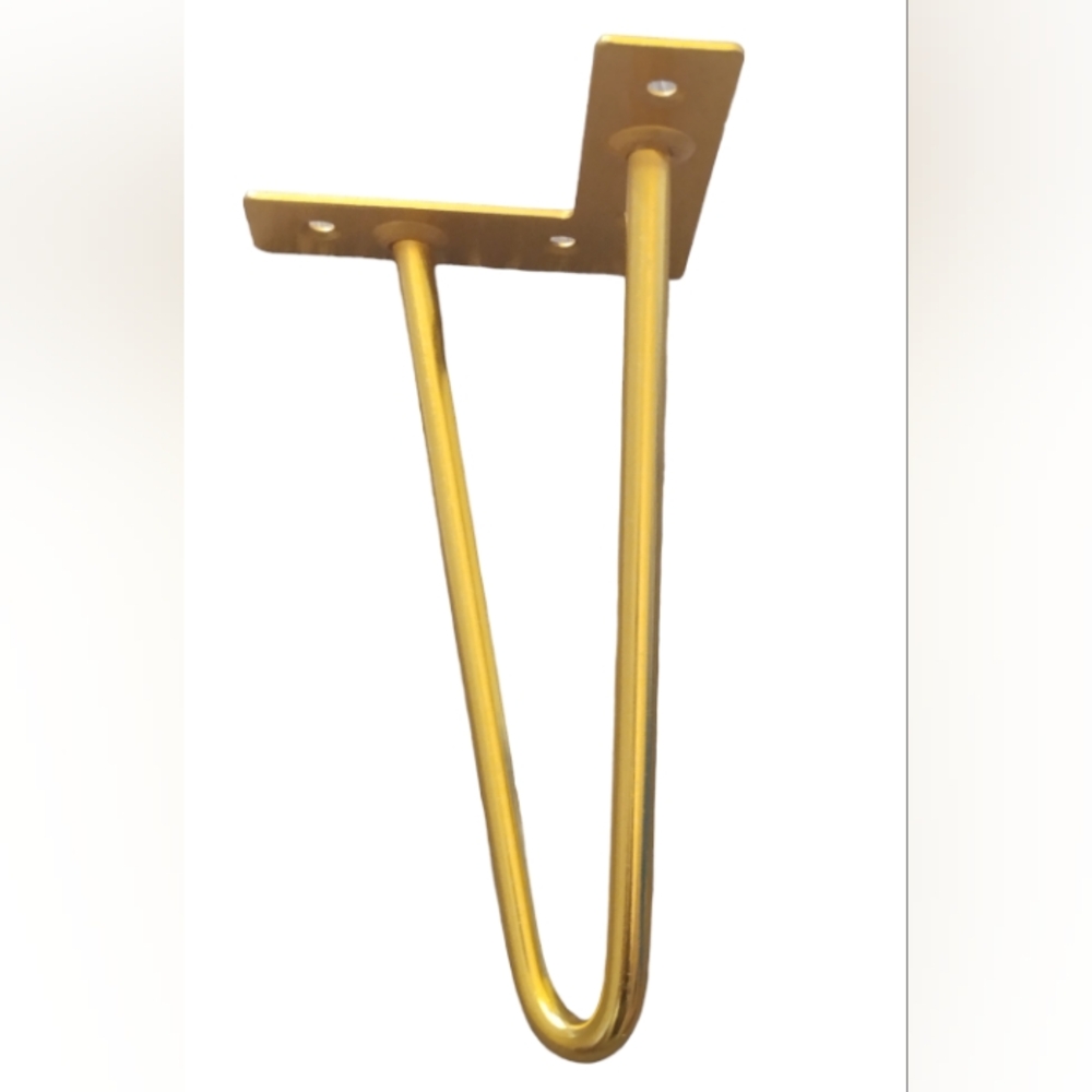 Set Of 4 Metal Mid Century Modern 7" Gold Table Legs